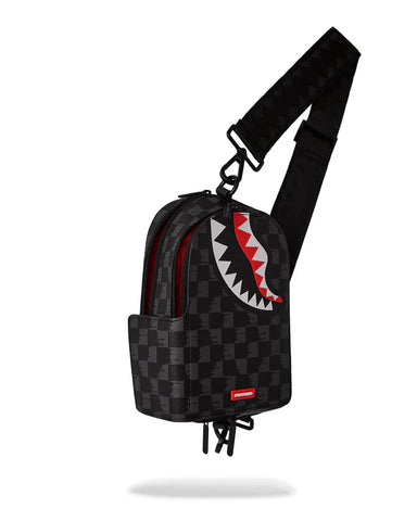 Sprayground Unisex Drip Check Shark Pouch Black