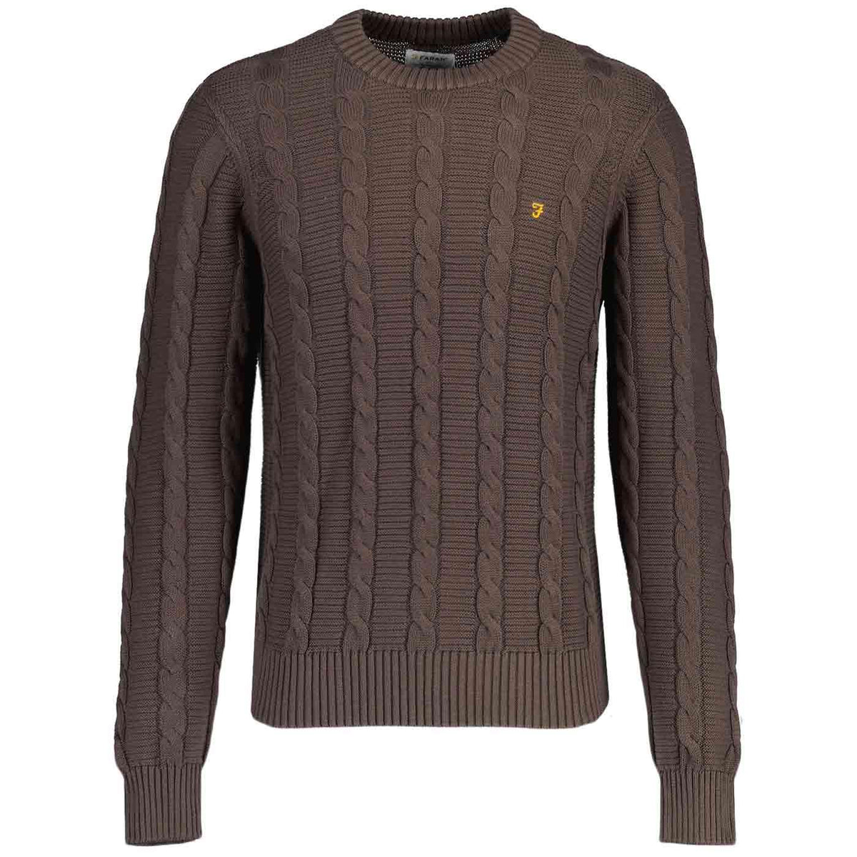 Farah Maglia girocollo da uomo Mendon Cable  Marrone