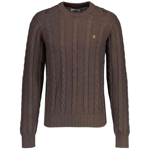 Farah Maglia girocollo da uomo Mendon Cable  Marrone