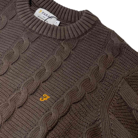 Farah Maglia girocollo da uomo Mendon Cable  Marrone