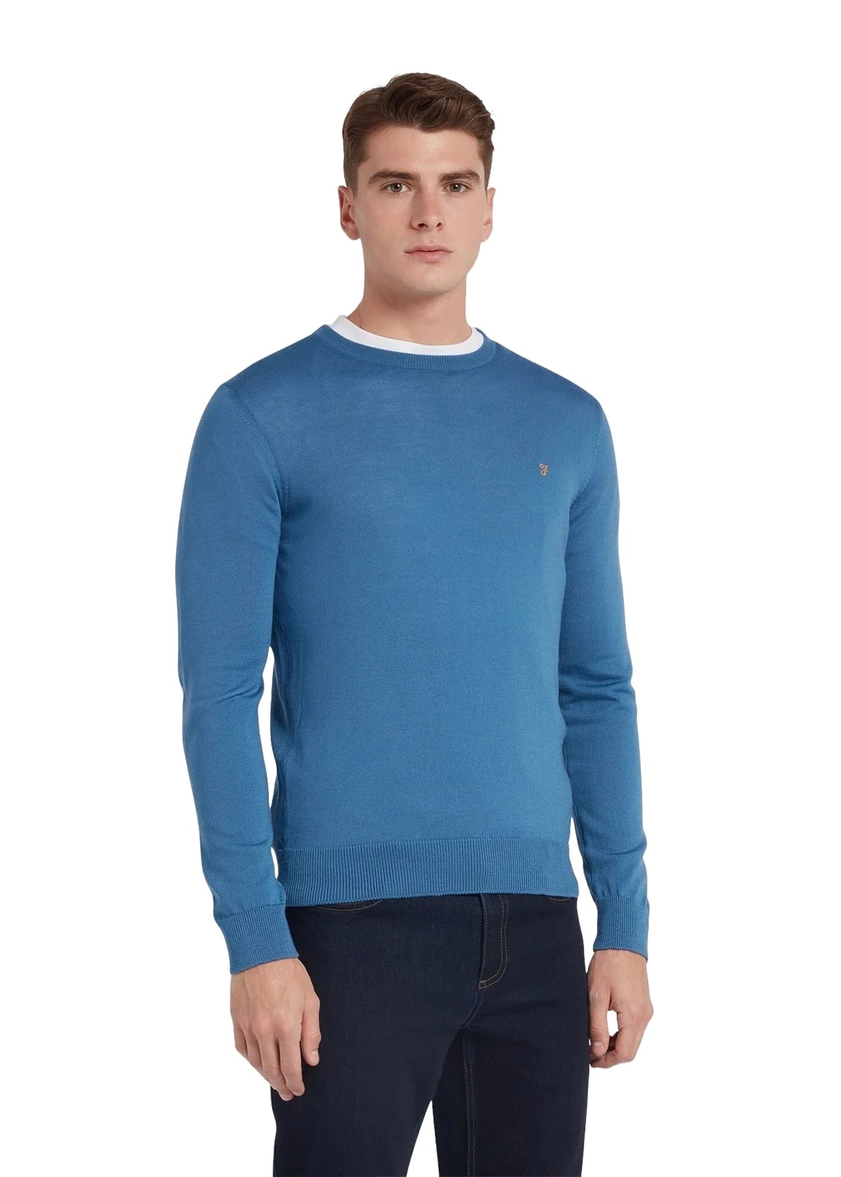 Farah Maglia in lana merino da uomo Mullen  Blu chiaro