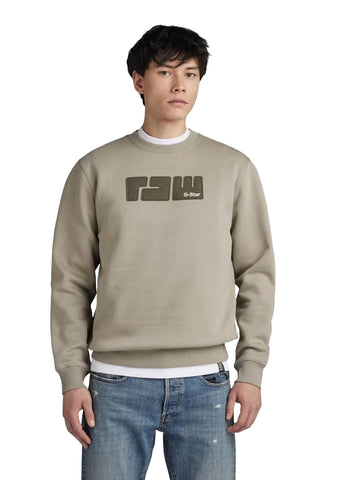 G-Star Raw Beige Herren-Sweatshirt mit Rundhalsausschnitt