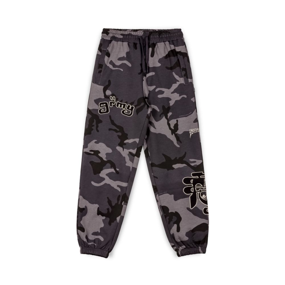 GRIMEY ALL OVER PRINT TUSKER TEMPLE SWEATPANTS GRTS246-BLK