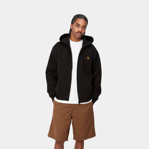 Carhartt Wip Men's American Script Zip-Up Hoodie Black