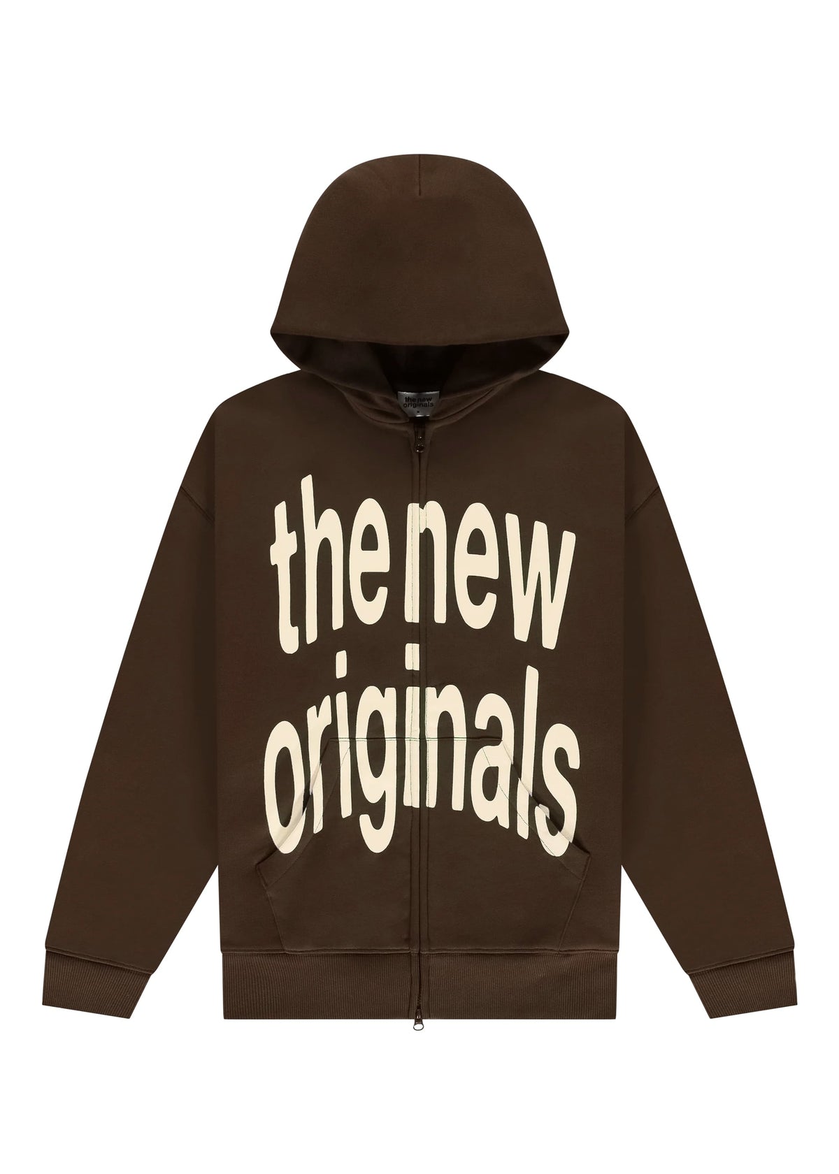 The New Original Felpa con zip e cappuccio da uomo Big Logo marrone