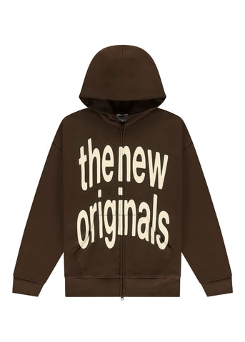 The New Original Felpa con zip e cappuccio da uomo Big Logo marrone