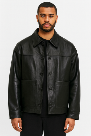 Selected Giacca in pelle da uomo Marc nera