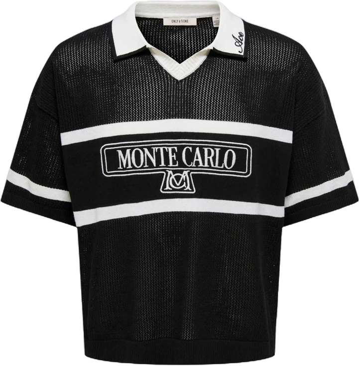 Only & Sons Maglia in cotone a polo Sace Life Split nera