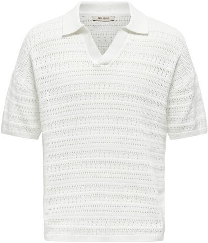 Only & Sons Maglia a polo da uomo manica corta traforata Grayson bianca