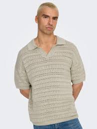 Only & Sons Maglia a polo traforata da uomo Grayson beige