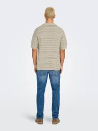 Only & Sons Maglia a polo traforata da uomo Grayson beige