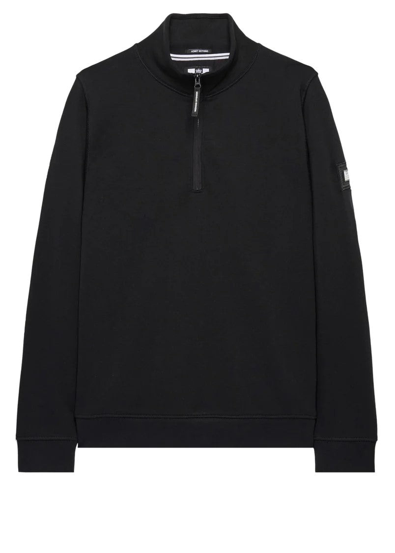 Weekend Offender Kraviz Herren-Sweatshirt mit halbem Reißverschluss in Schwarz