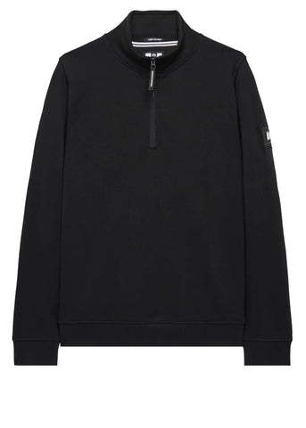 Weekend Offender Kraviz Herren-Sweatshirt mit halbem Reißverschluss in Schwarz