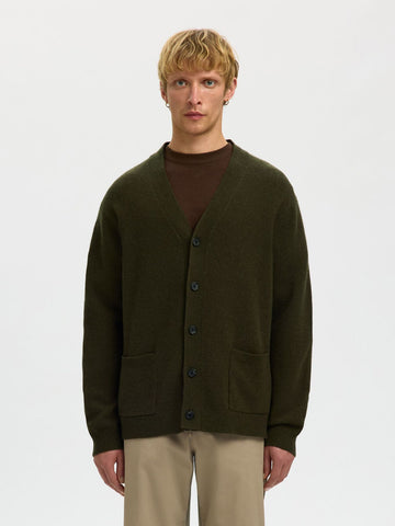 Selected Cardigan con bottoni da uomo Coba verde