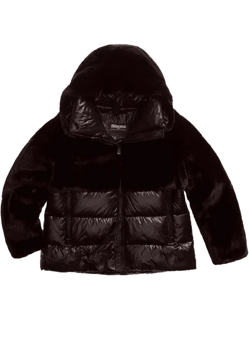 Blauer Giacca da donna nylon con pelliccia Fanevil marrone