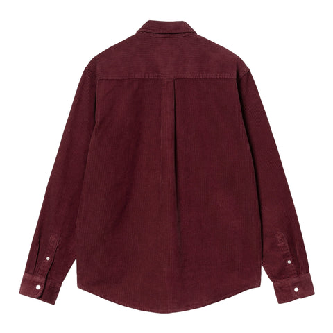 Carhartt Wip Camicia in velluto da uomo Madison Cord bordeaux