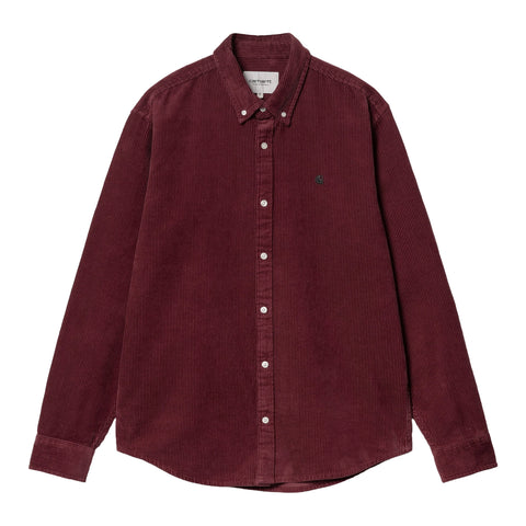 Carhartt Wip Camicia in velluto da uomo Madison Cord bordeaux