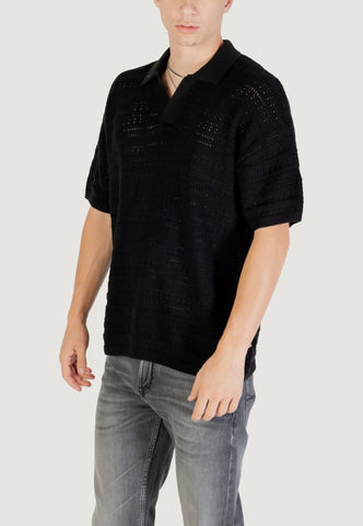 Only & Sons Maglia a polo traforata da uomo Grayson nera