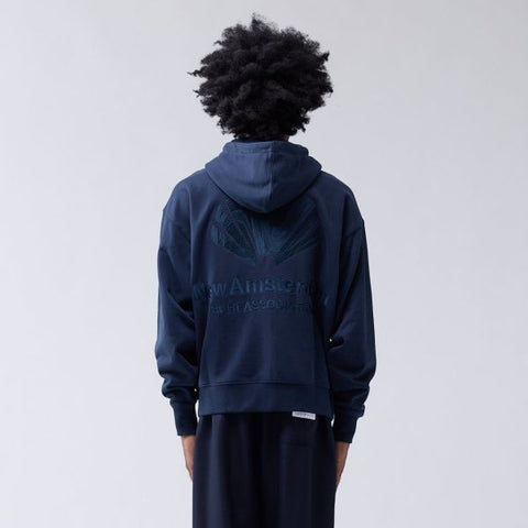 New Amsterdam Felpa Con Cappuccio Uomo Logo Zip Up blu