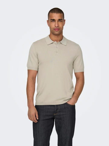 Only &amp; Sons Men's Short Sleeve Polo Shirt Wyler Beige