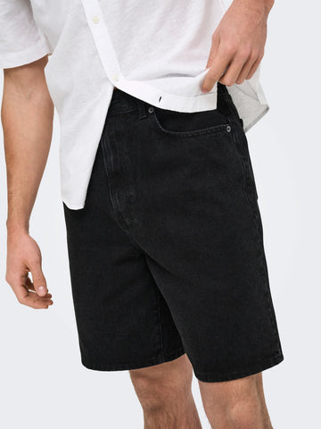 Only &amp; Sons Men's Fade Black Jeans Shorts