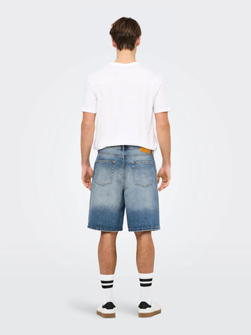 Only & Sons Pantaloncino in jeans da uomo Fade