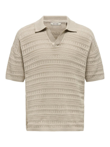 Only & Sons Maglia a polo traforata da uomo Grayson beige