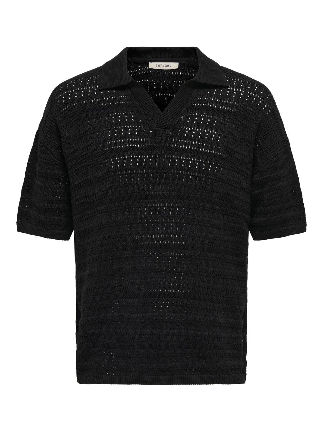 Only & Sons Maglia a polo traforata da uomo Grayson nera