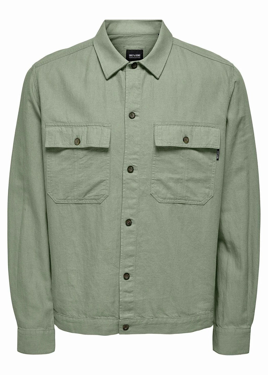 Only & Sons Camicia da Uomo misto lino Kennet Verde