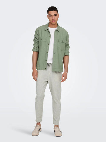 Only &amp; Sons Kennet Green Men's Linen Blend Shirt