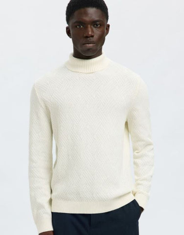 Selected Maglia collo alto da uomo Trevor panna