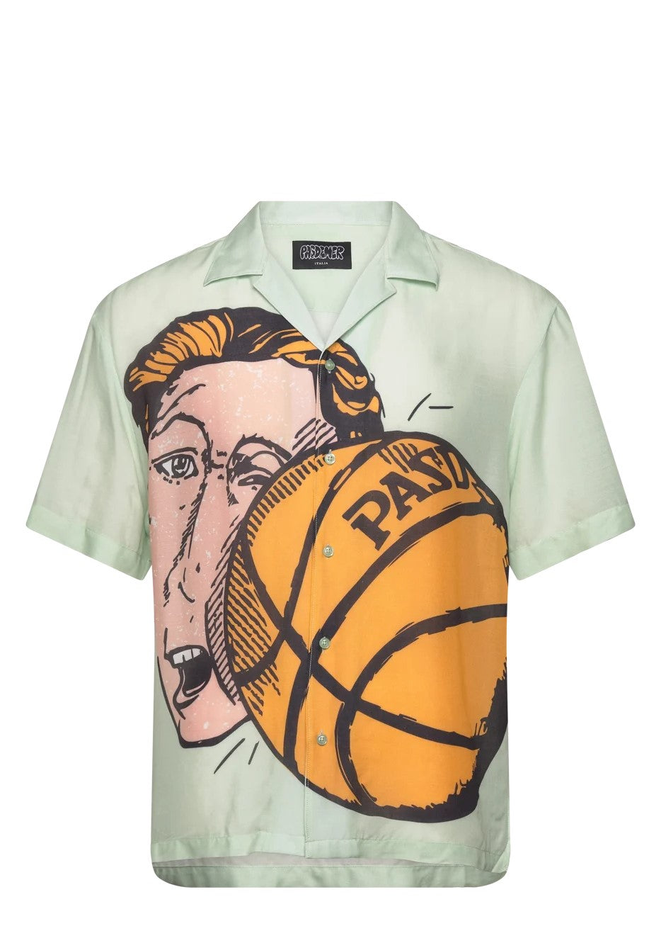 Pas De Mer Camicia da uomo manica corta Basketball Verde chiaro