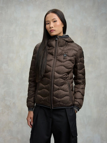 Blauer Giacca Piumino da donna ad onde Camelia marrone