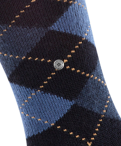 Burlington Preston Gambaletti da uomo con Fantasia Argyle a Rombi Preston blu scuro