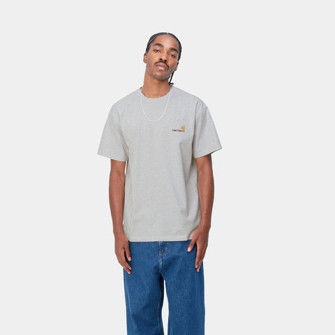 Carhartt Wip T-Shirt da uomo manica corta American Script grigio chiaro