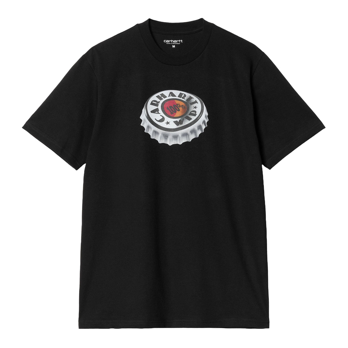 Carhartt Wip Men's T-Shirt Short Sleeve Bottle Cap Black