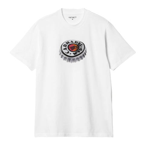 Carhartt Wip Men's T-Shirt Short Sleeve Bottle Cap White