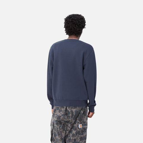 Carhartt Wip Felpa girocollo da uomo Script Embroidery Blu