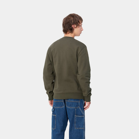 Carhartt Wip Herren-Sweatshirt mit Rundhalsausschnitt, Script-Stickerei, Grün