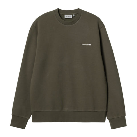 Carhartt Wip Herren-Sweatshirt mit Rundhalsausschnitt, Script-Stickerei, Grün