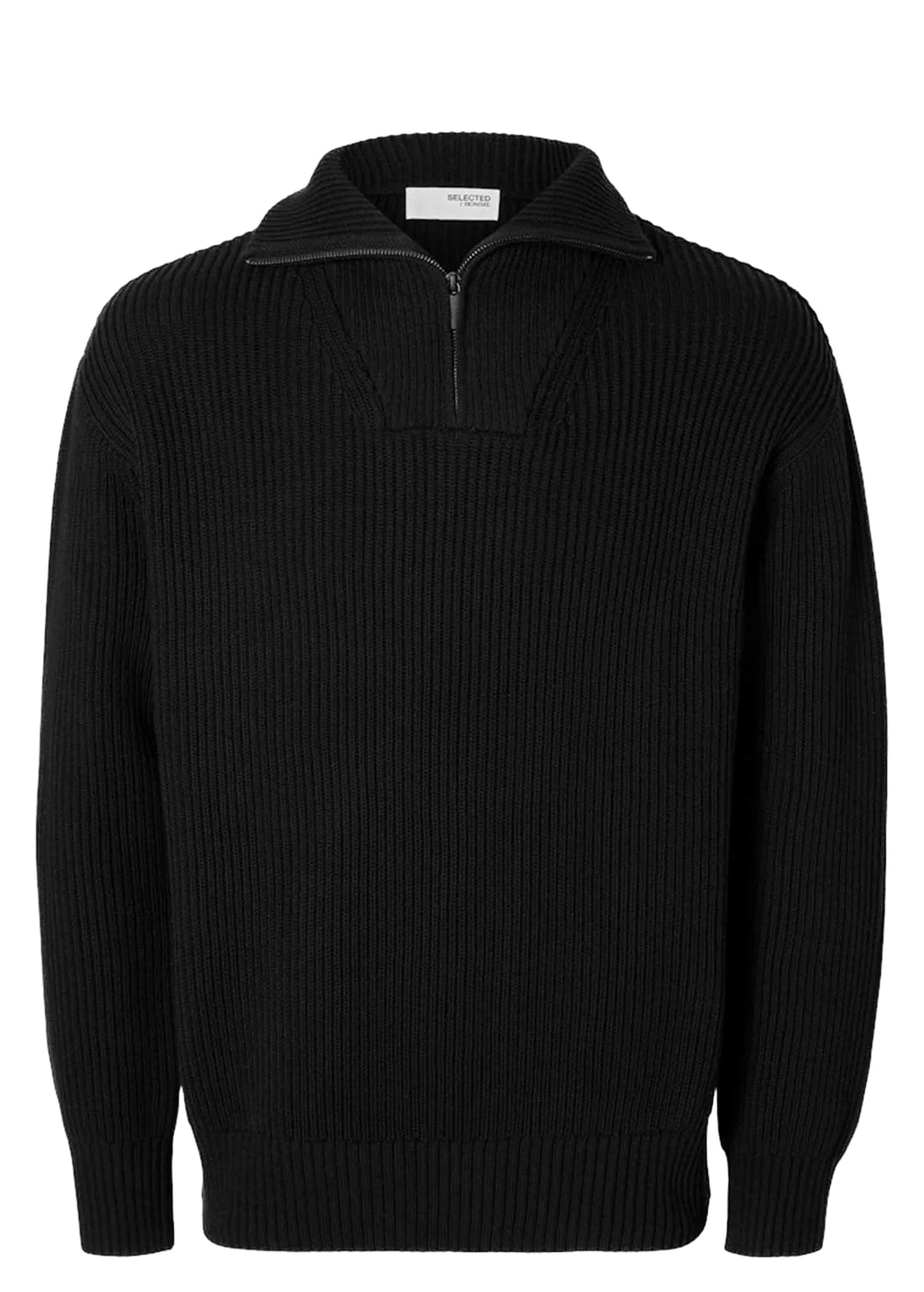 Selected Maglia con mezza zip da uomo Dry nera