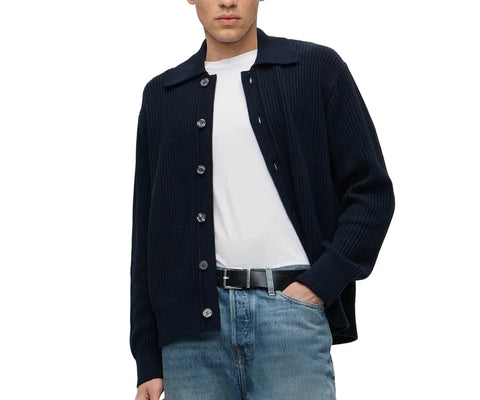 Selected Cardigan da uomo con bottoni Dry Polo blu