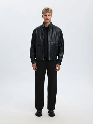 Selected Harry Men's Black Twill Cotton Trousers