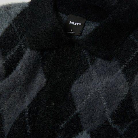 Huf Cardigan con bottoni da uomo Cooper Mohair nero