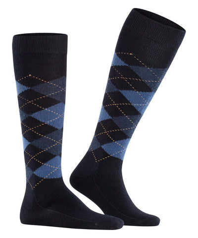Burlington Preston Gambaletti da uomo con Fantasia Argyle a Rombi Preston blu scuro