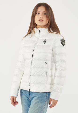 Blauer Giacca Piumino da donna Sfiancato Charme bianco