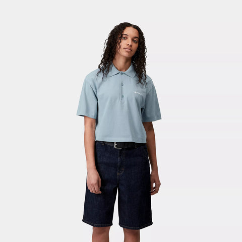 Carhartt Wip Polo corta da donna Script celeste