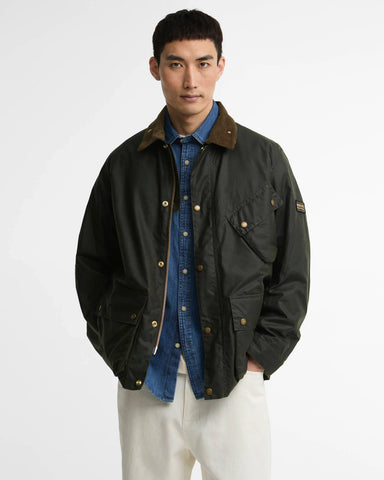 Barbour International Giacca da uomo cerata Brake Line fern
