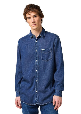 Wrangler Camicia di jeans Uomo 1 Pkt blu
