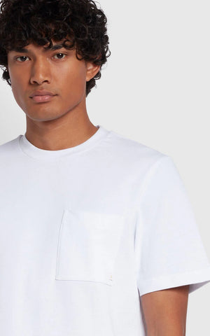 Farah T-Shirt da uomo con taschino Stacy Pocket bianca